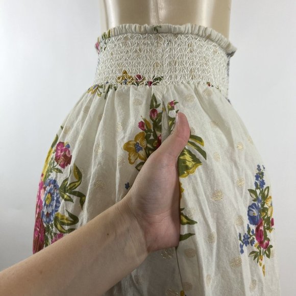 Floral Maxi Skirt - White with Pink and Green Accents - Picture 7 of 9